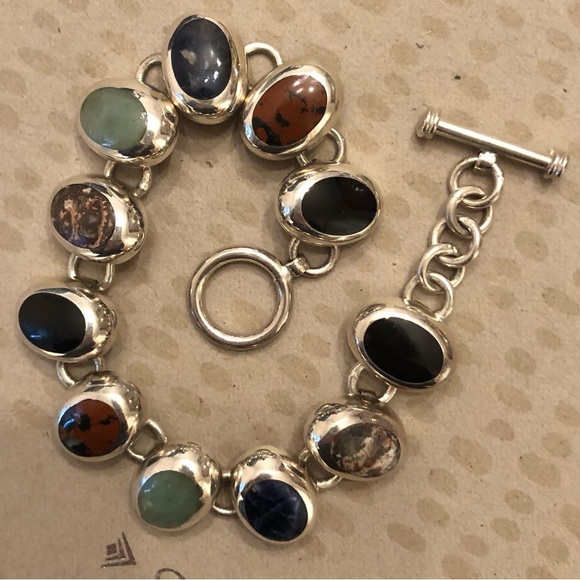 Rare Vintage Silpada Sterling Silver and Natural Multi-Stone Bracelet EB428 - Picture 14 of 16